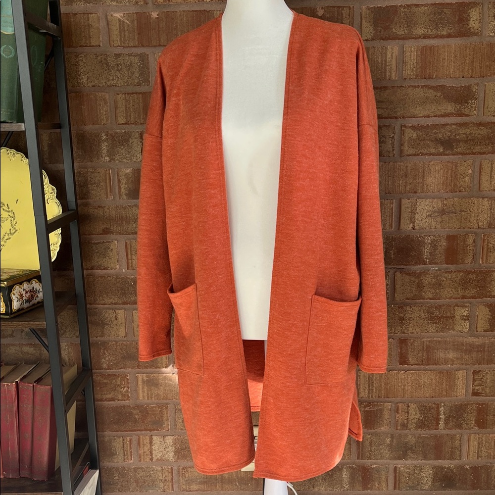 TEXAS THREADS Open Front Burnt Orange Sweater Texas University OSU Medium